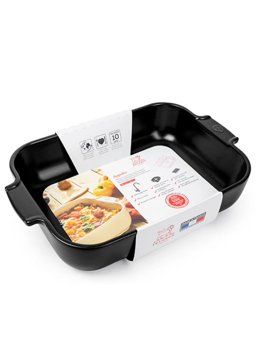 Peugeot Appolia Rectangular Ceramic Casserole Baking Dish – 16" – Satin Black - Image 2