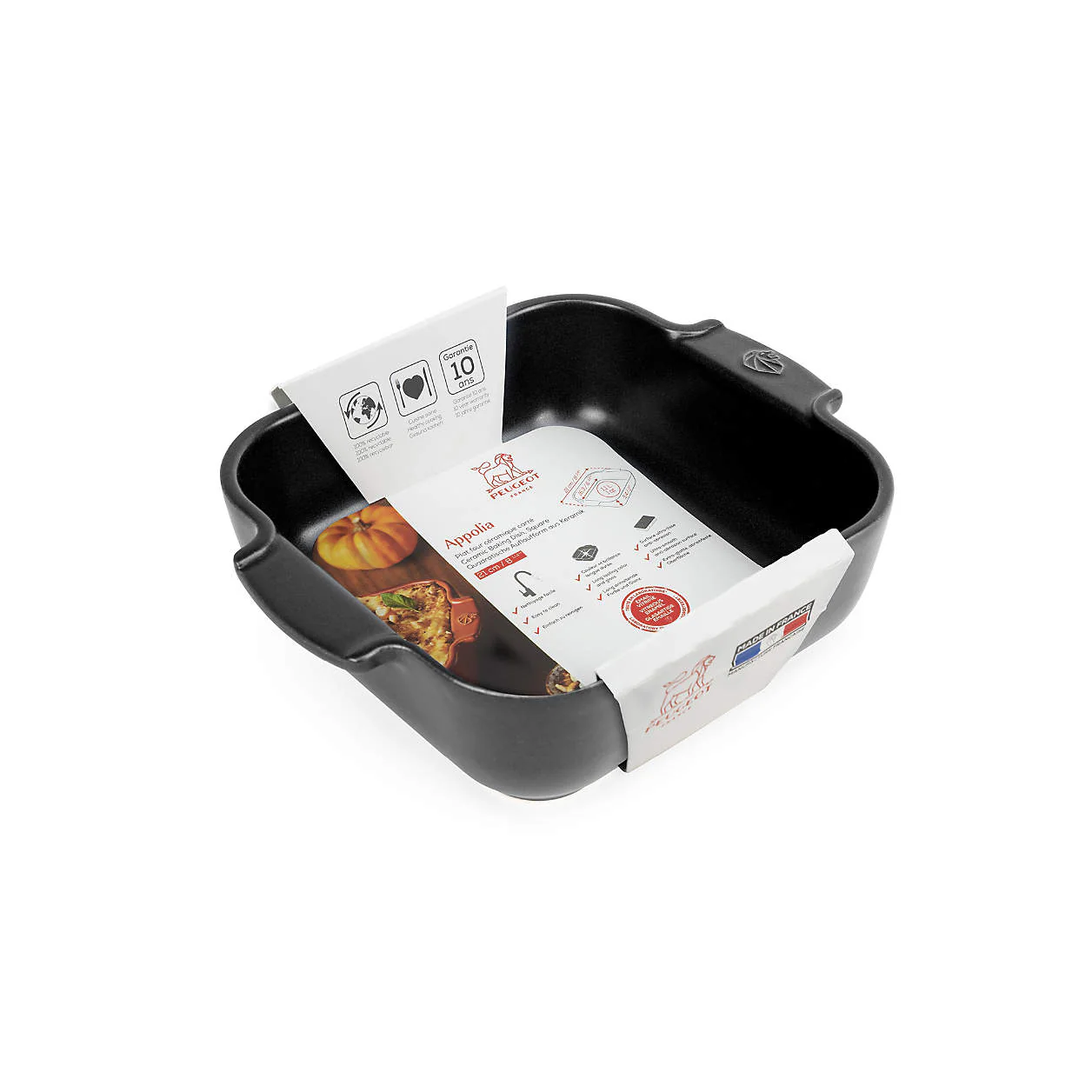 Peugeot Appolia Square Ceramic Casserole Baking Dish – 8" – Satin Black - Image 2