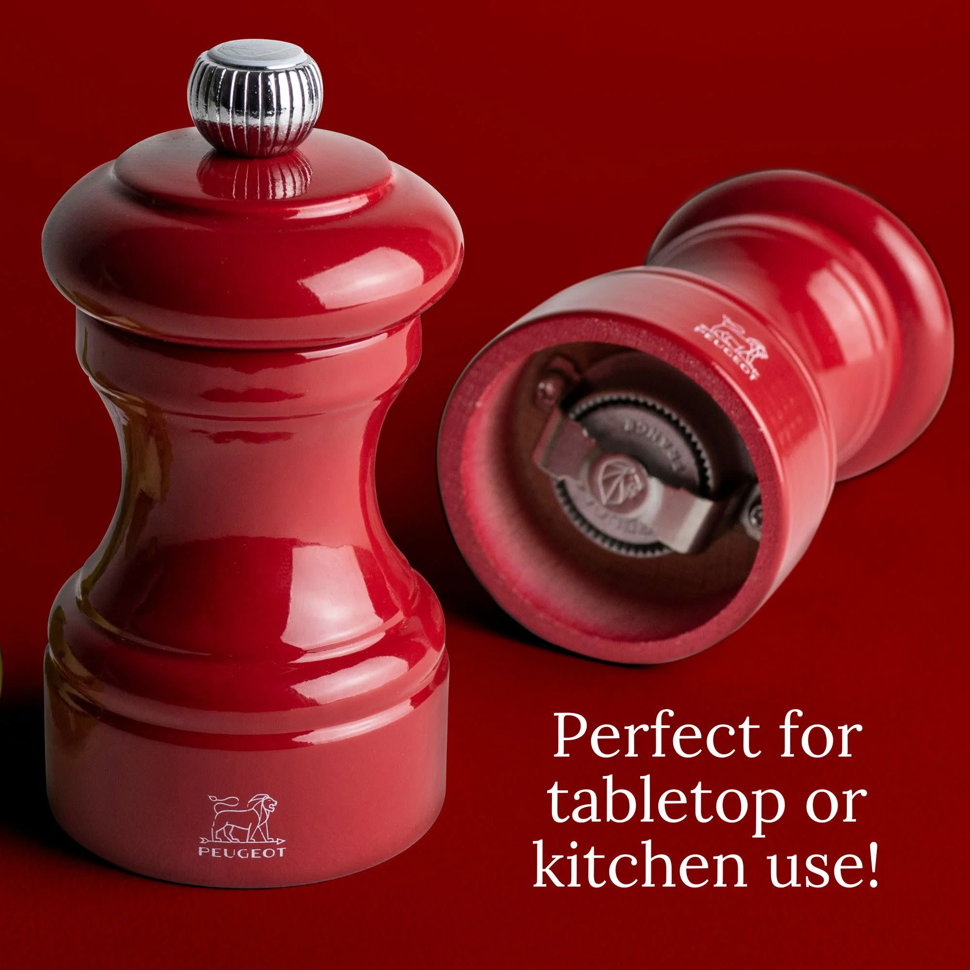 Peugeot Bistro Manual Gloss Painted Wood Pepper Mill – Red – 4" - Image 6