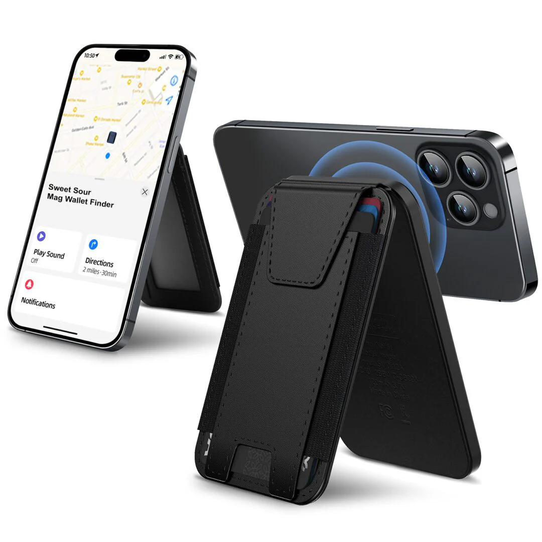 Phunkee Tree Leather Magnetic Wallet & Tracker – Black