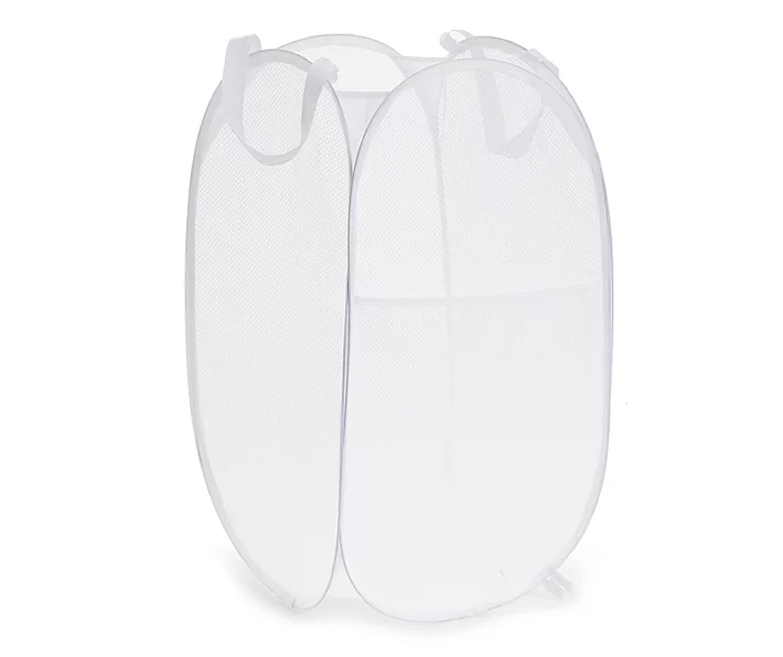 Pop-Up Laundry Sorter with Pocket – White