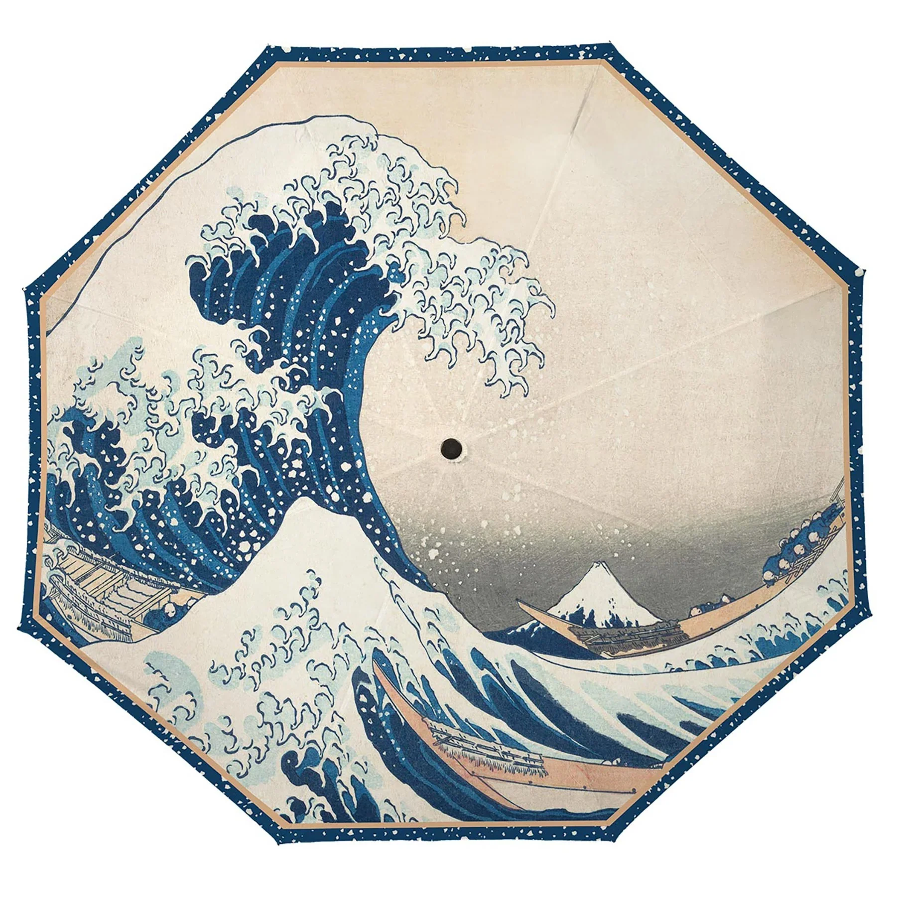 RainCaper Folding Travel Umbrella – Hokusai – The Great Wave - Image 2