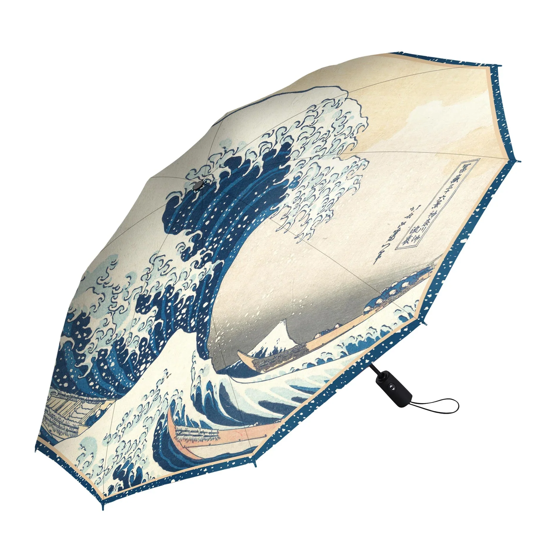 RainCaper Folding Travel Umbrella – Hokusai – The Great Wave - Image 4