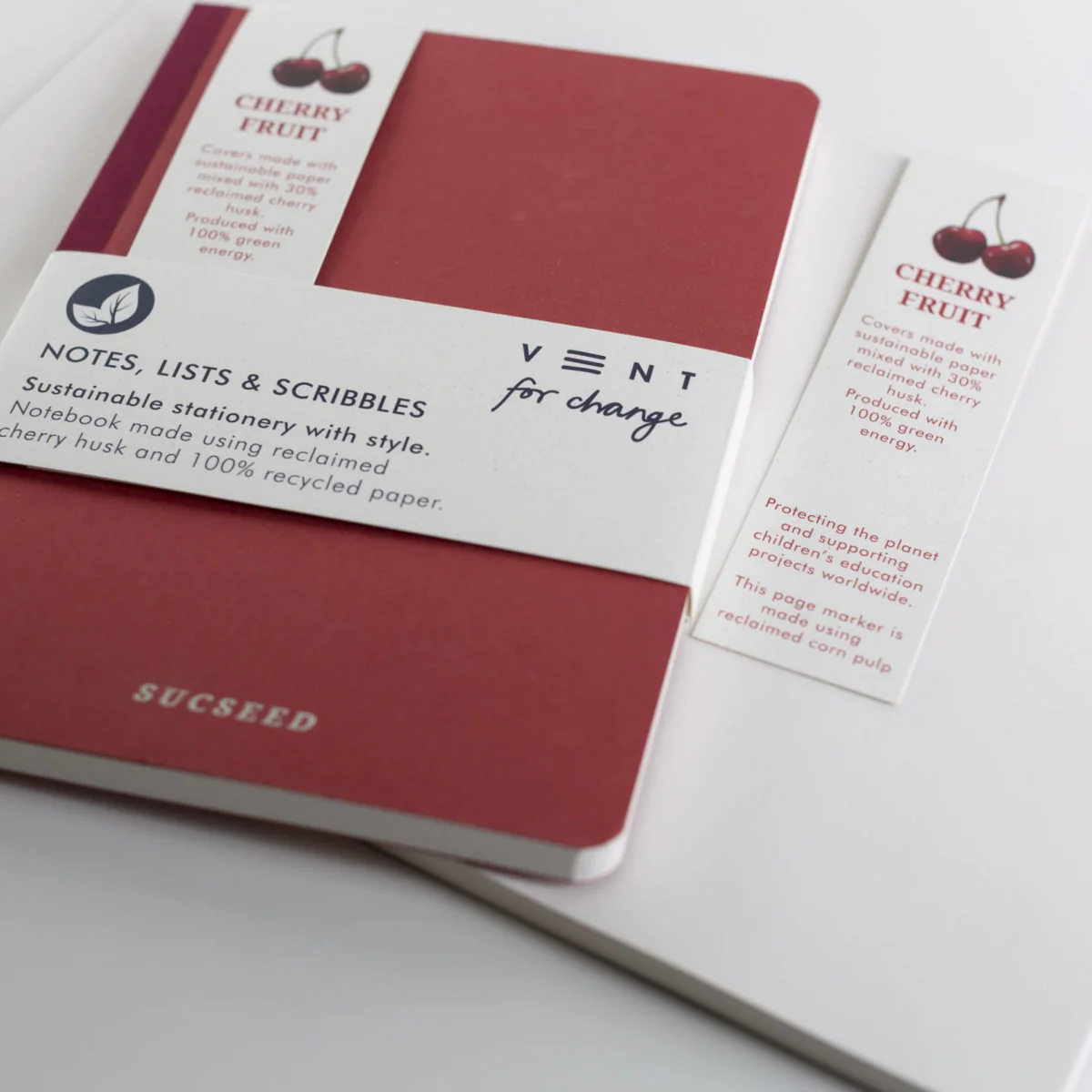 Vent For Change Recycled A6 SUCSEED Notebook – Cherry – 6" x 8" – 160 Pages - Image 3