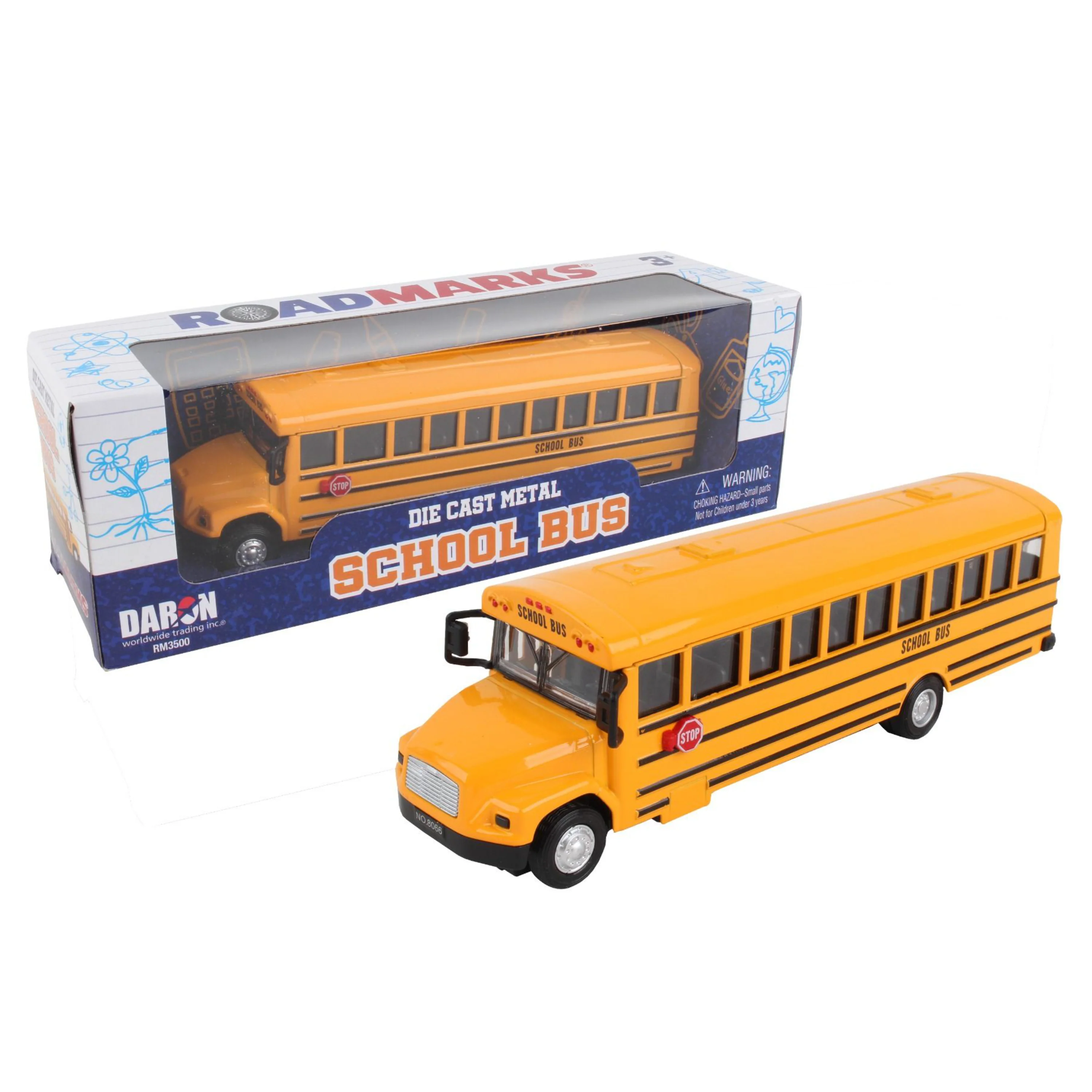 Road Marks Pullback Die-Cast Metal Toy School Bus – 7.5"