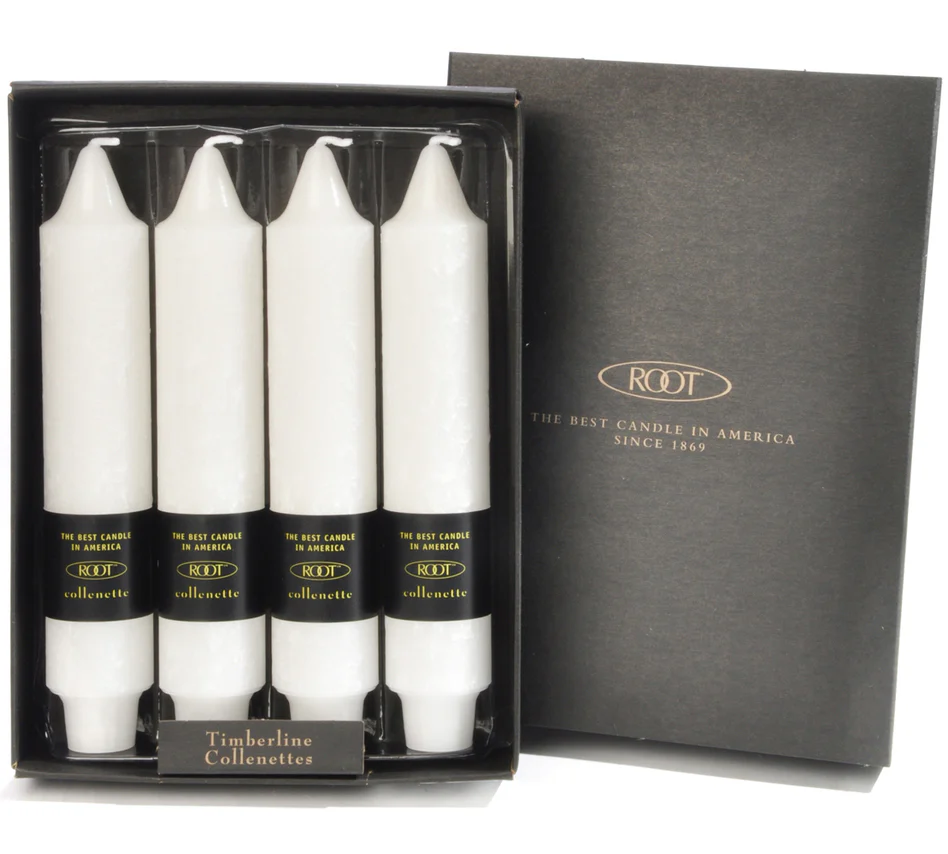 Root Timberline Collenette Candle – White – 7" – Box of 4