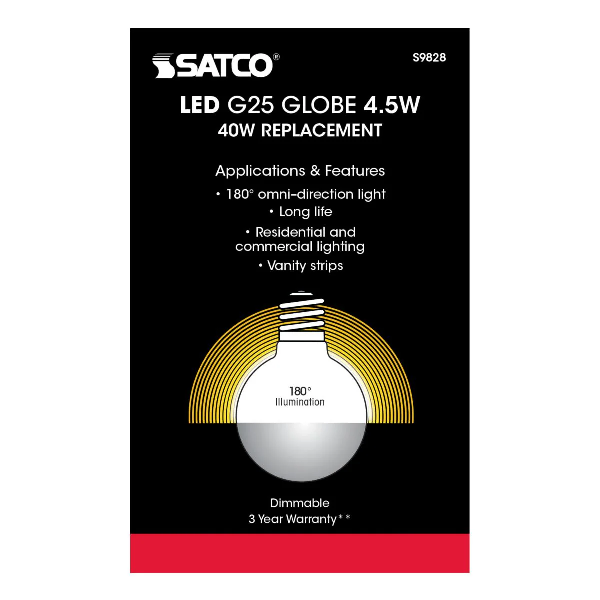 Satco LED G25 Silver Crown Globe Light Bulb – 4.5W – 40W Equivalent – E26 Base –  2700K - Image 3
