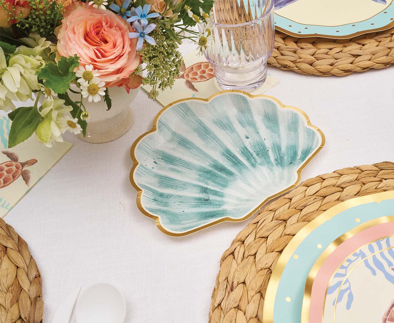 Sophistiplate Die Cut Paper Salad & Dessert Plates – 8pk – Pastel Sea - Image 2