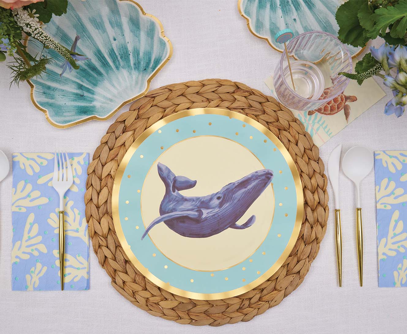 Sophistiplate Die Cut Paper Salad & Dessert Plates – 8pk – Pastel Sea - Image 3