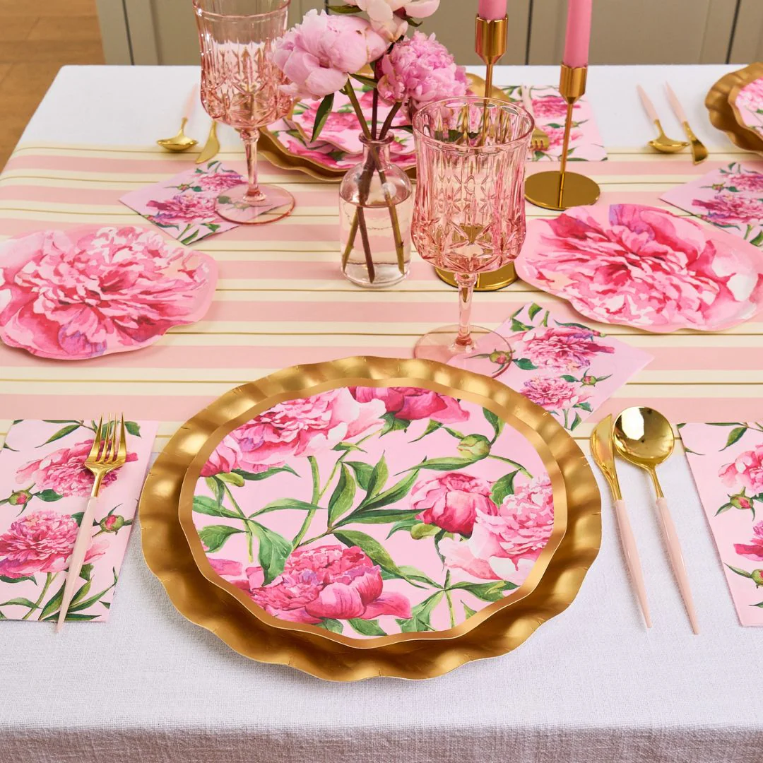 Sophistiplate Die-Cut Salad & Dessert Plates – 8pk – Pink Peonies - Image 2