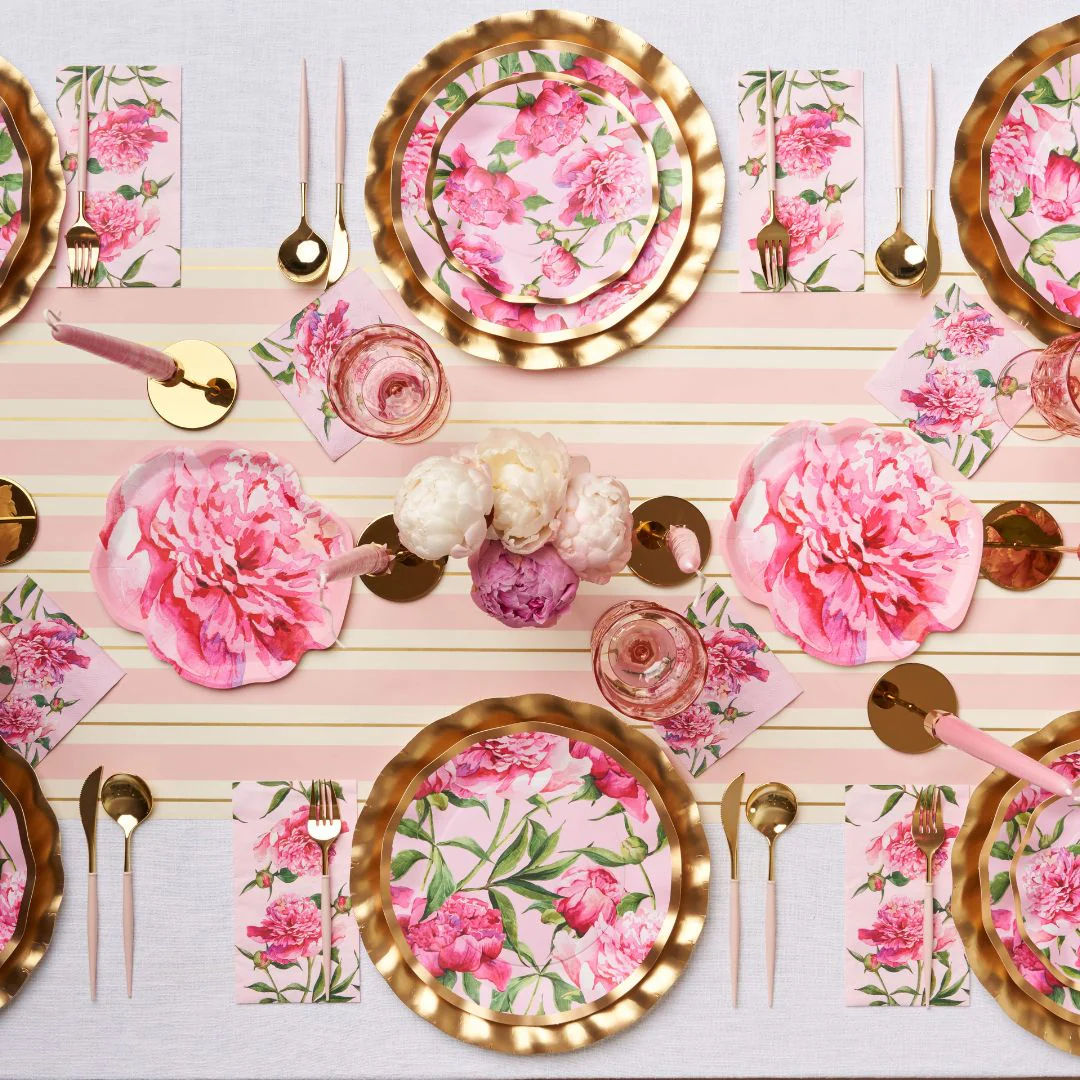 Sophistiplate Die-Cut Salad & Dessert Plates – 8pk – Pink Peonies - Image 4