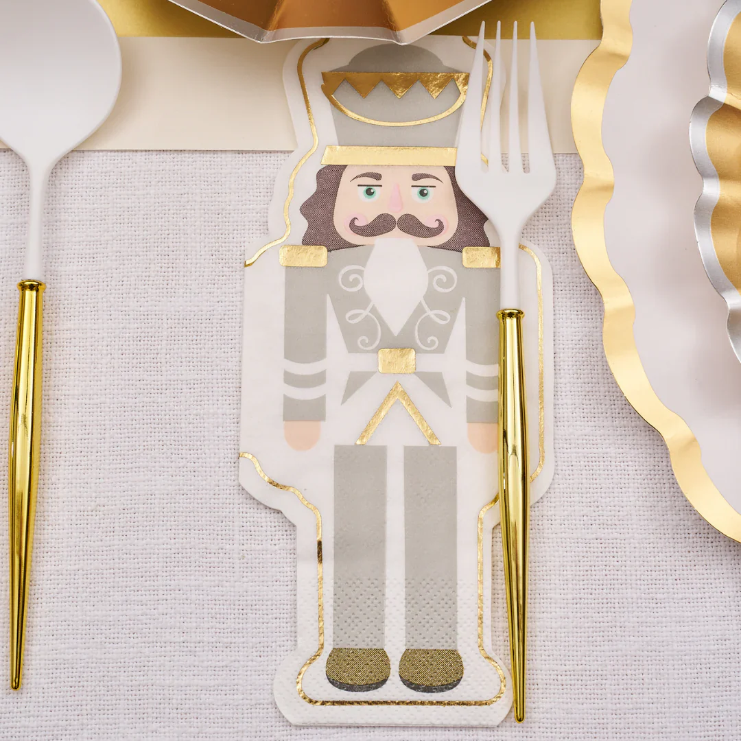 Sophistiplate Gilded Nutcracker Die-Cut Christmas Paper Guest Towel – 16pk - Image 2