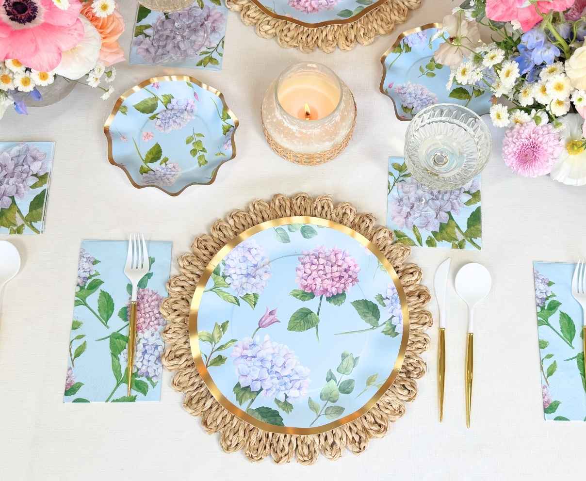 Sophistiplate Paper Beverage Napkins – Pack of 20 – Hydrangeas - Image 3