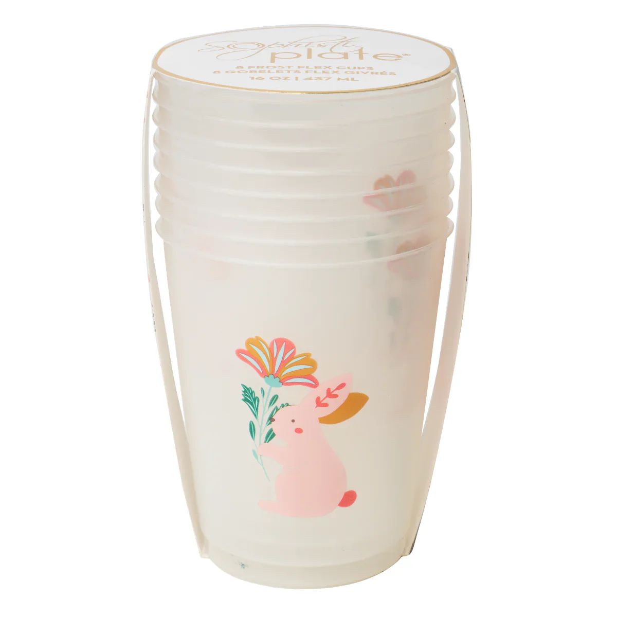 Sophistiplate Reusable Durable Flex Cups – Folklore Easter Frost – 16oz – Set of 8
