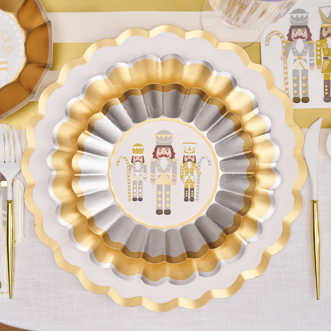 Sophistiplate Scalloped Edge Paper Salad Plates – Gilded Nutcracker – 8" – 8pk - Image 4