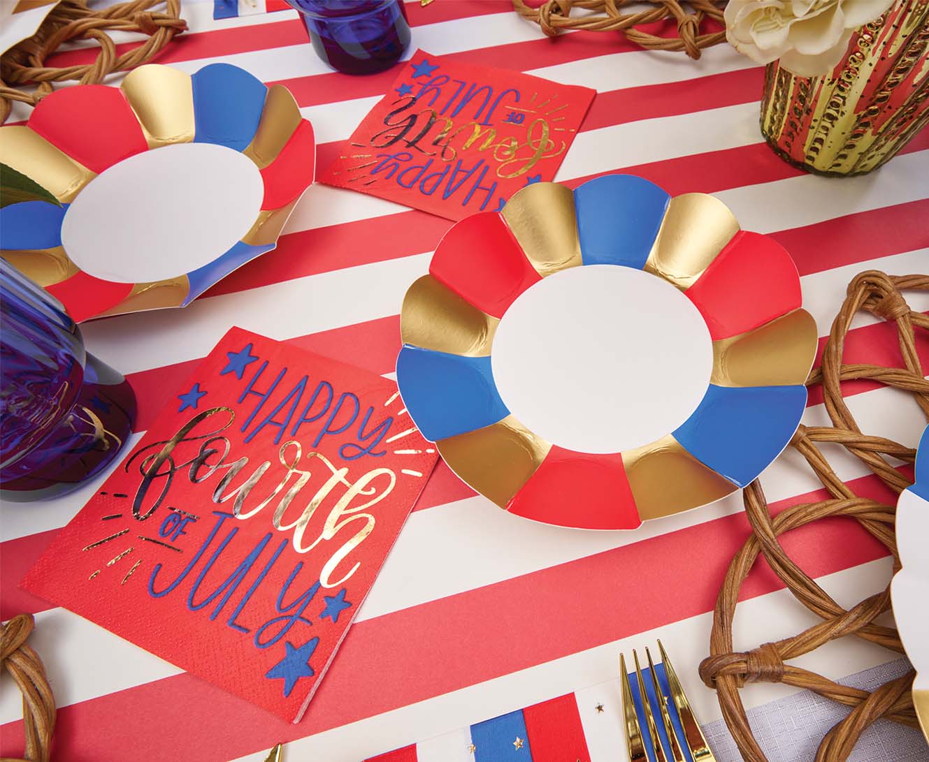 Sophistiplate Wavy Paper Appetizer & Dessert Bowls – 8pk – Modern Patriotic - Image 5