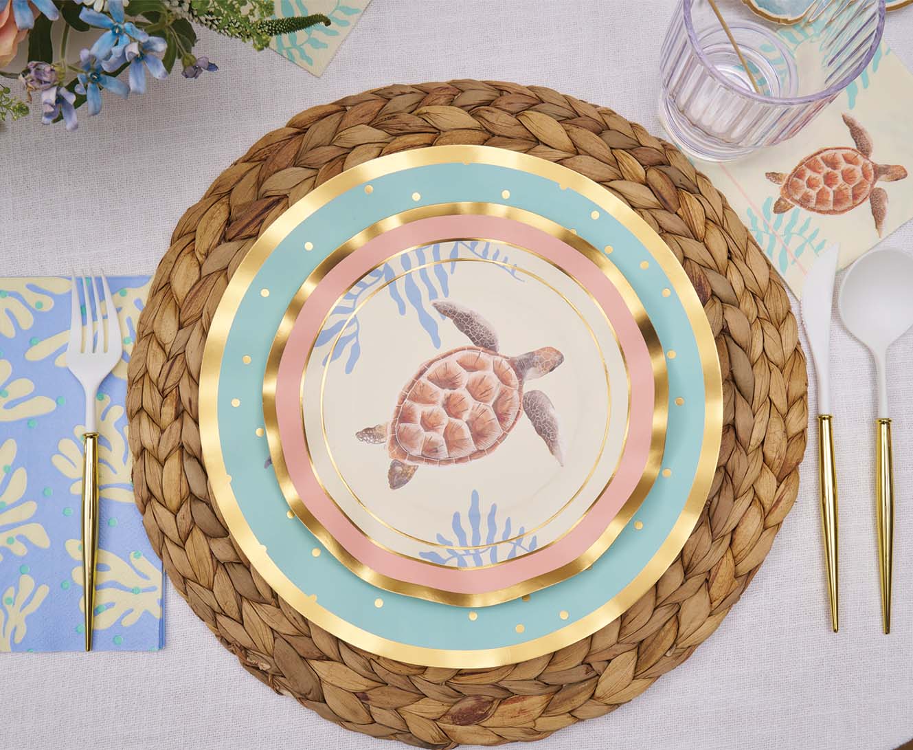 Sophistiplate Wavy Paper Salad & Dessert Plates – 8pk – Pastel Sea - Image 2