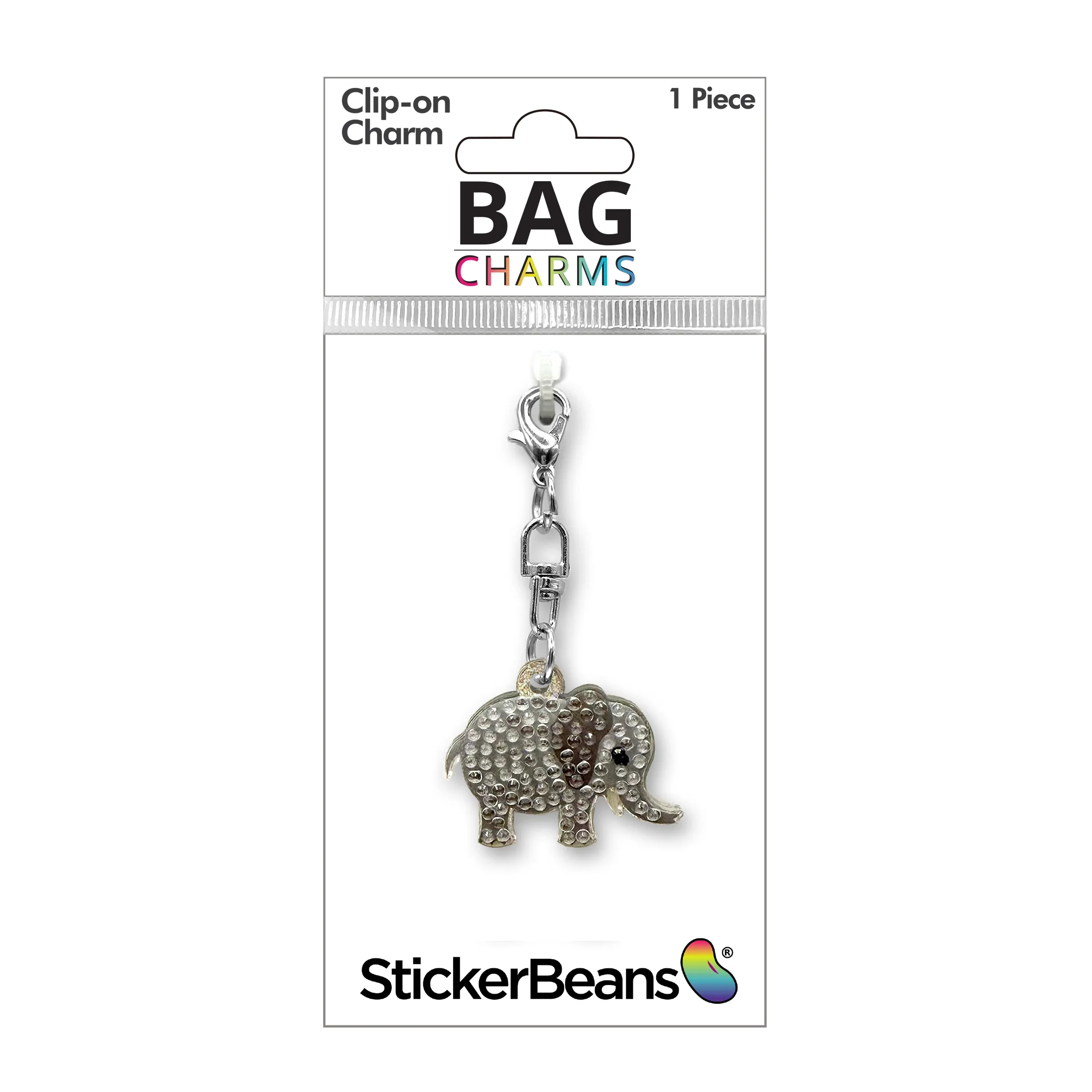 StickerBeans Clip on Sparkling Rhinestone Charms – Elephant - Image 2