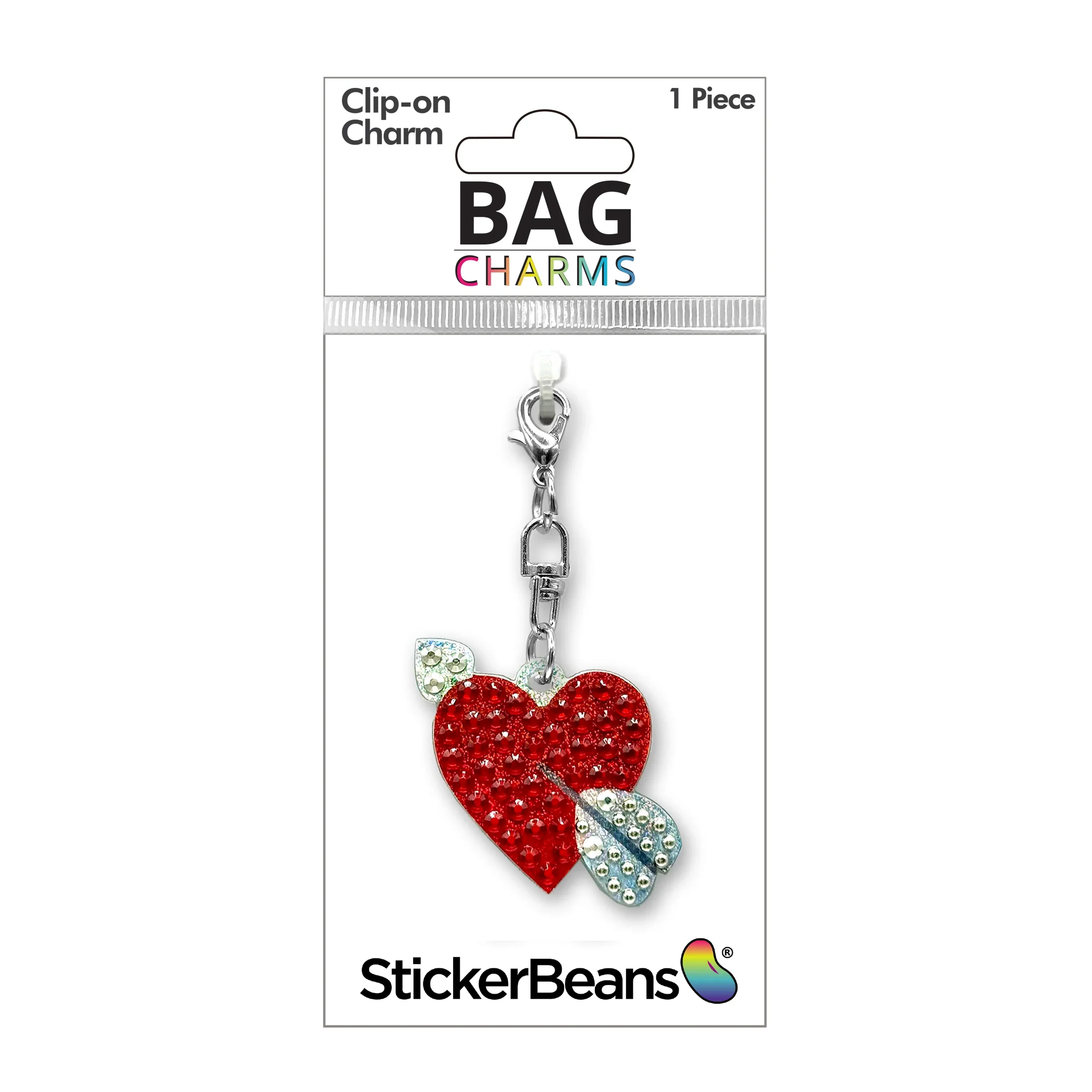 StickerBeans Clip on Sparkling Rhinestone Charms – Heart With Arrow - Image 2