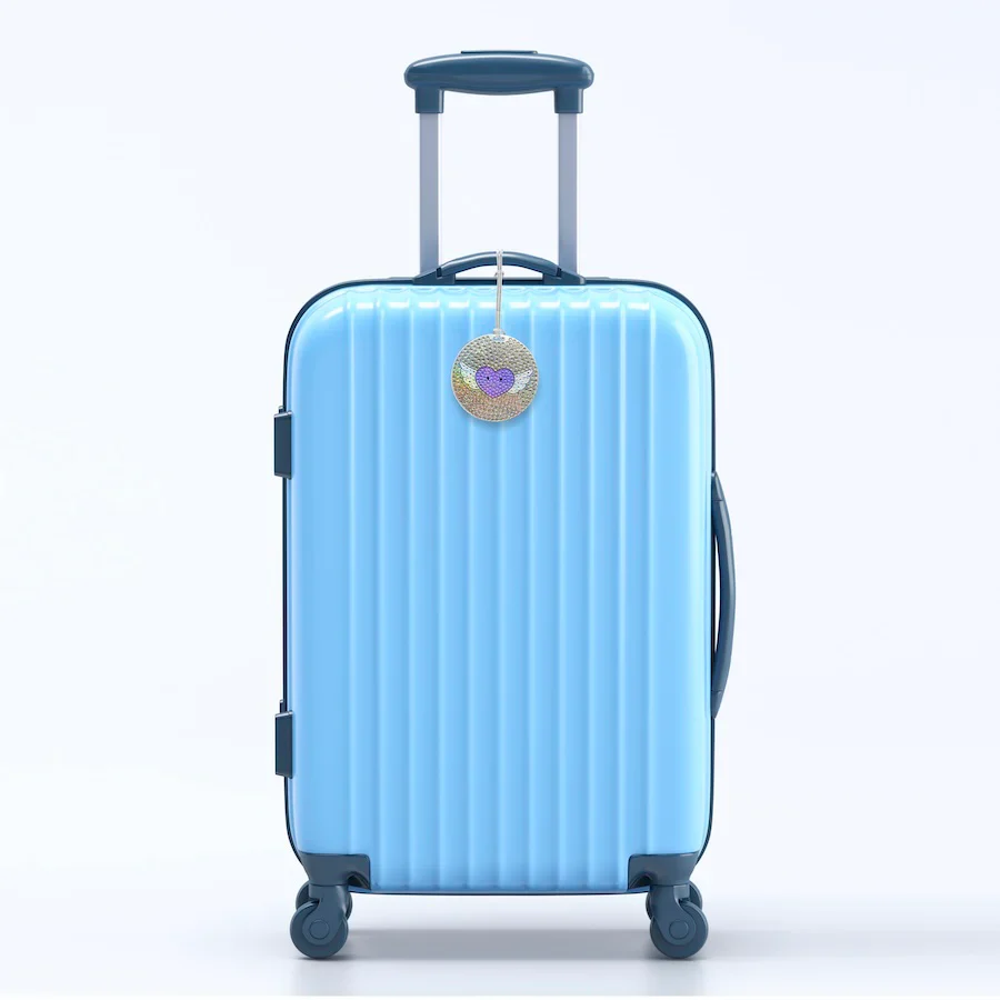 StickerBeans Sparkle Luggage Tag – 3.5" dia. – Winged Heart - Image 4