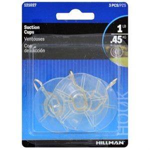 Suction Cup With Hook – Clear - Medium – Pack of 3