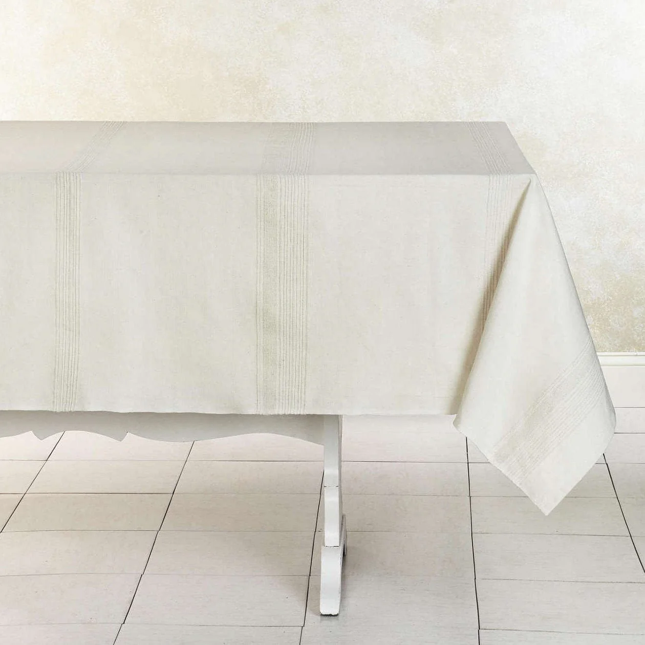 Sustainable Threads 100% Cotton Tablecloth – Cream – 70" x 108" - Image 2