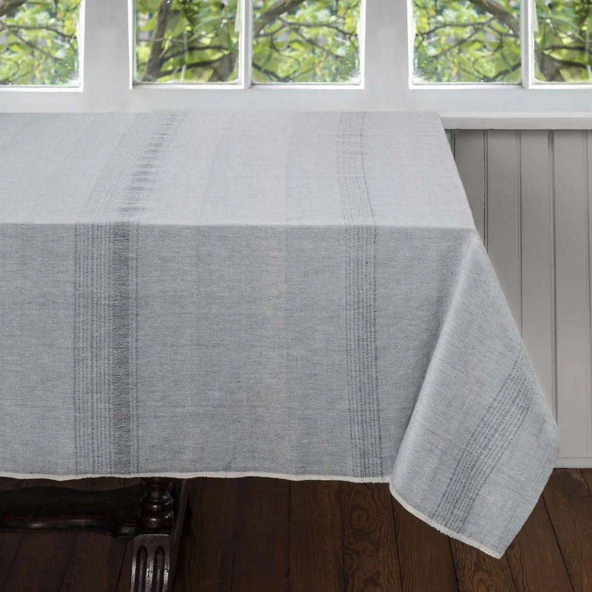 Sustainable Threads 100% Cotton Tablecloth – Sea Salt – 70" x 108" - Image 2