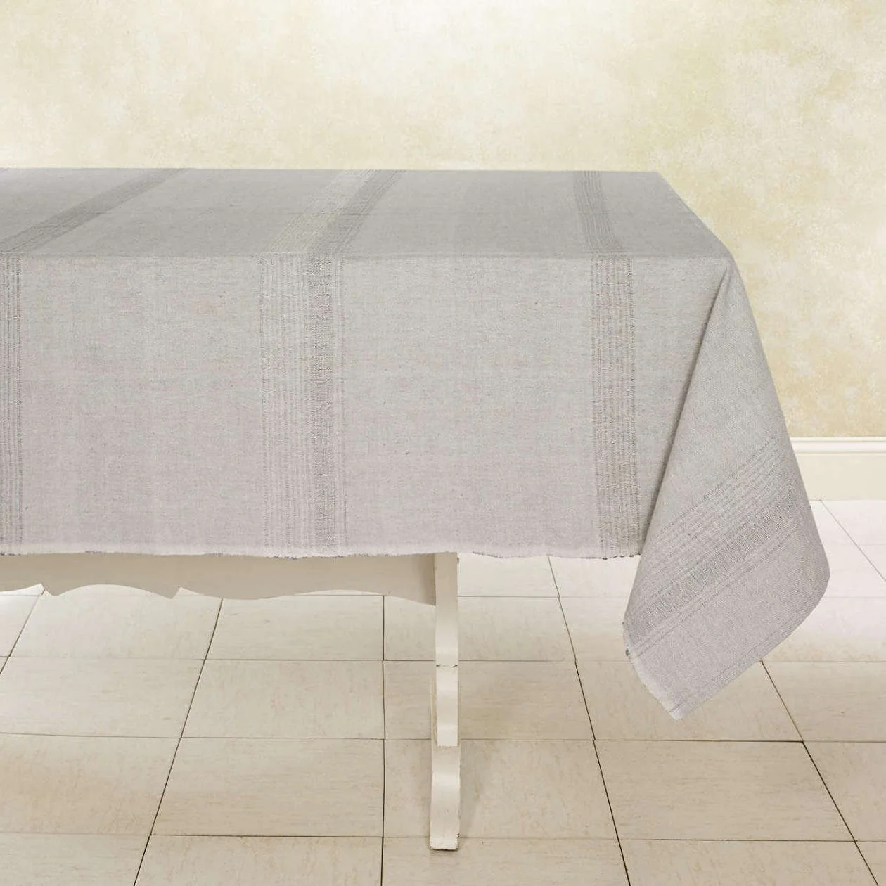 Sustainable Threads 100% Cotton Tablecloth – Sea Salt – 70" x 108" - Image 3