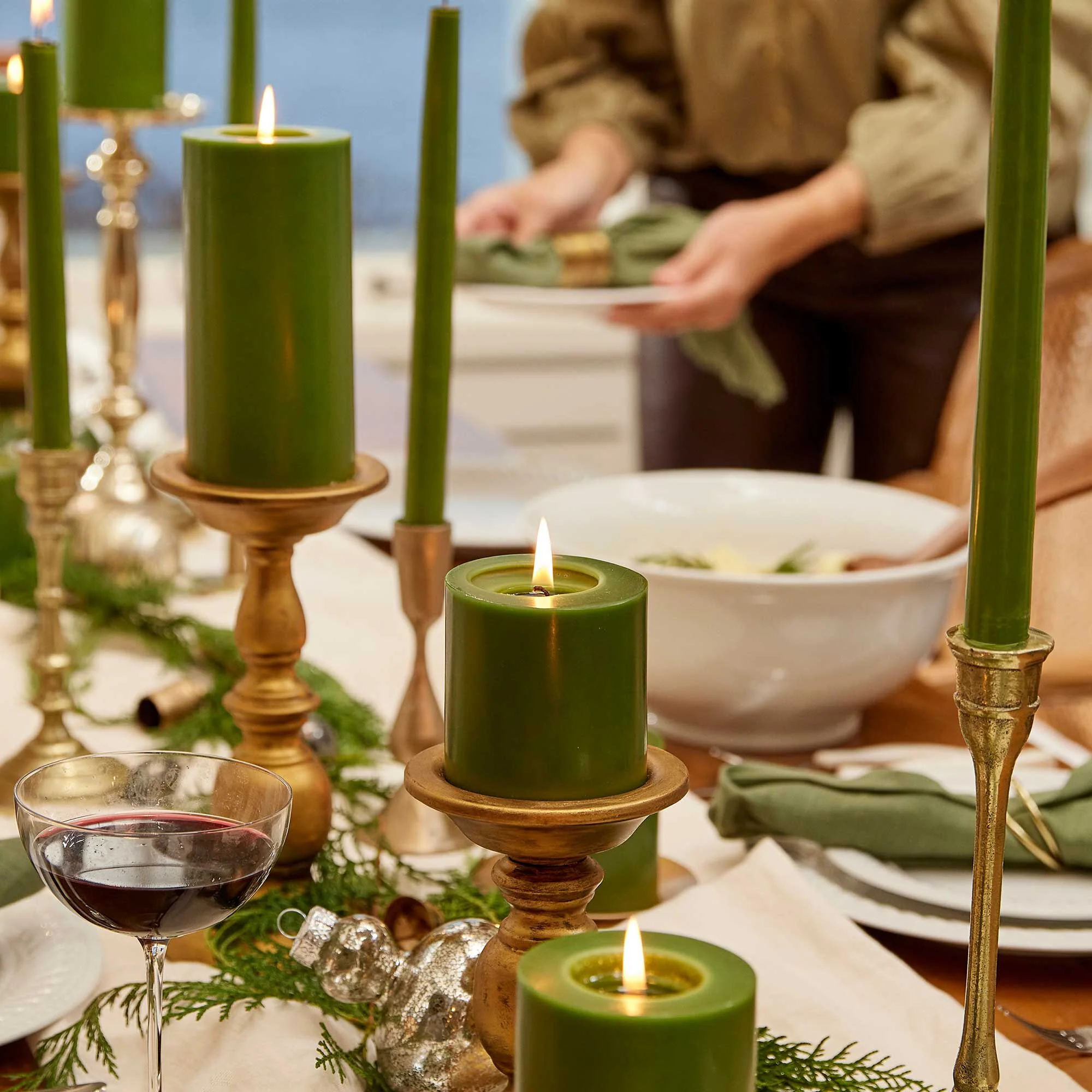 Thymes Frasier Fir Pillar Candle – 3" x 3" - Image 3