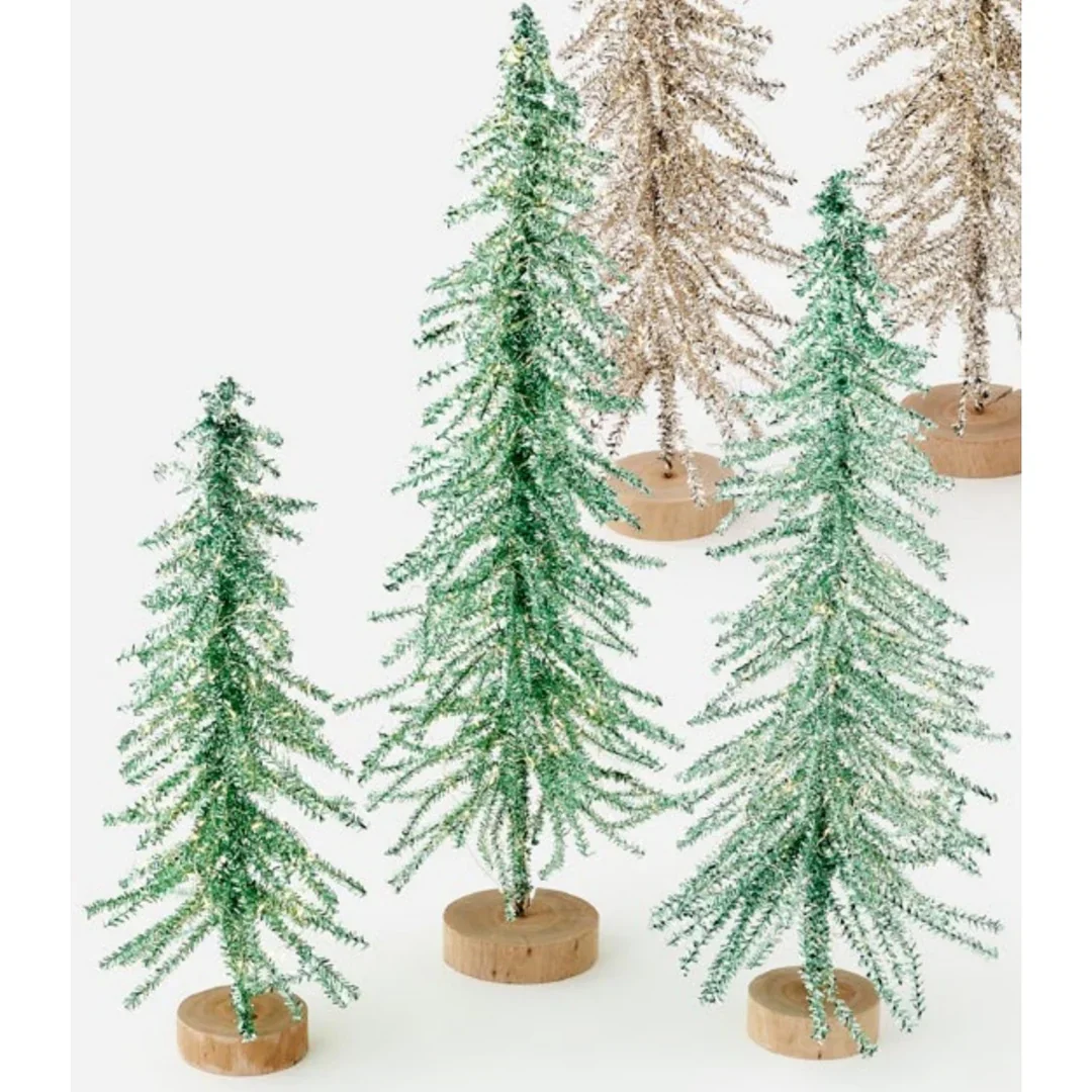 Tinsel Tree w/LED Lights & Adapter – Green – Large 30" - Image 2