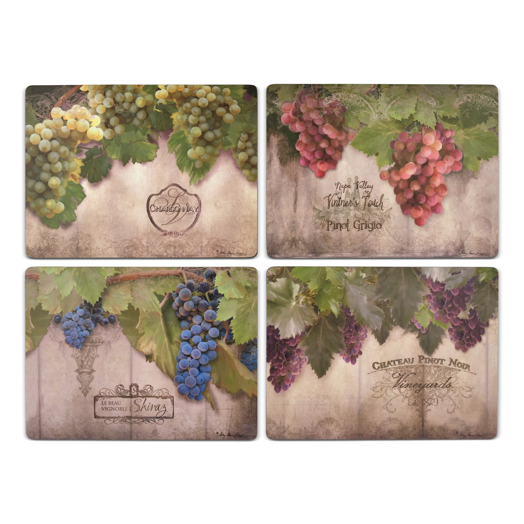 Tuscan Vineyard Cork Bottom Hard Placemats – Set of 4 - Image 2