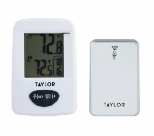 Tylor Digital Wireless Indoor/Outdoor Thermometer & Clock – White