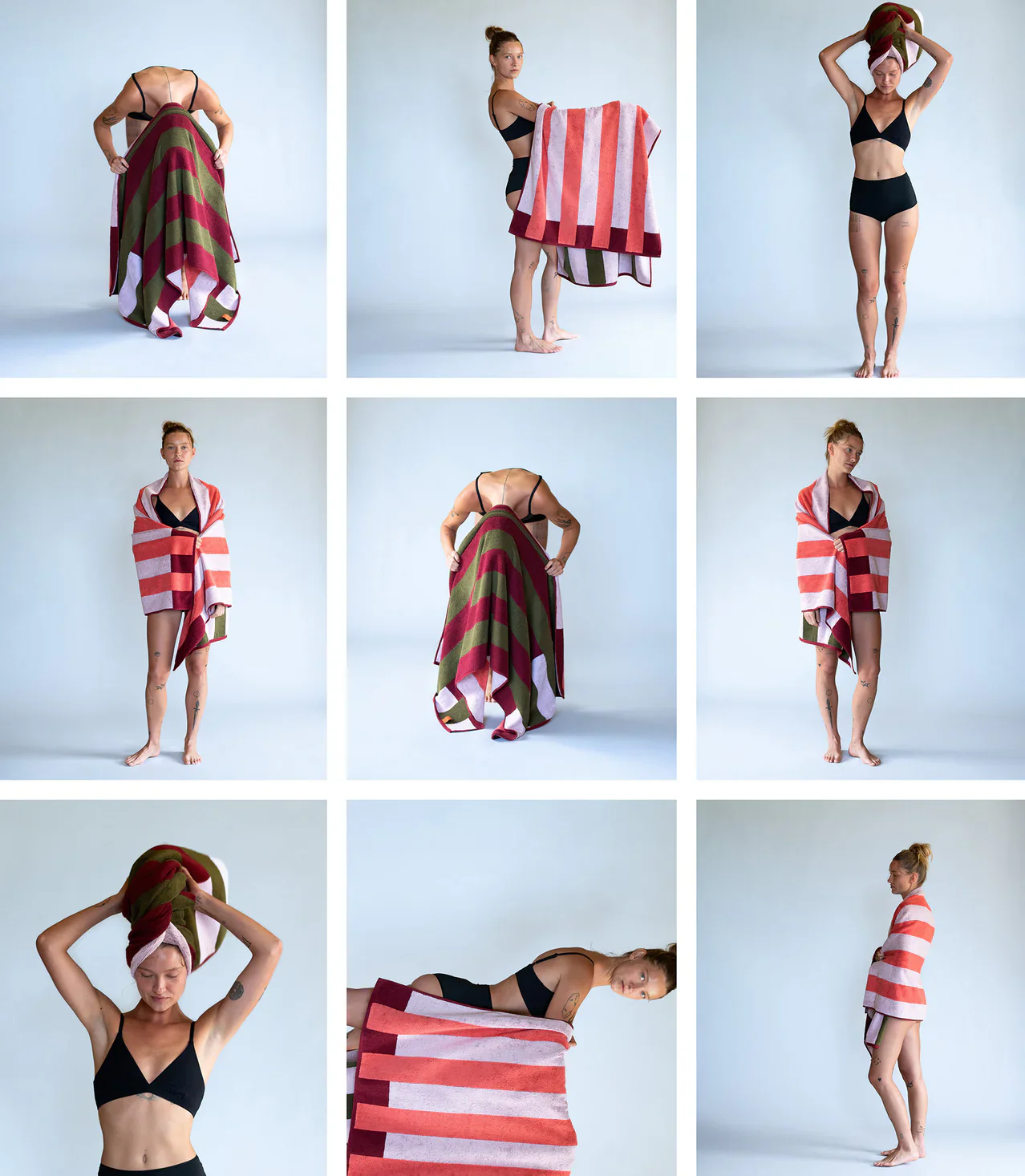 Typical Goods Polka Dot Stretch Towel – Petal Pink| Cabernet Burgundy| Moss Green – 30" x 60" - Image 3