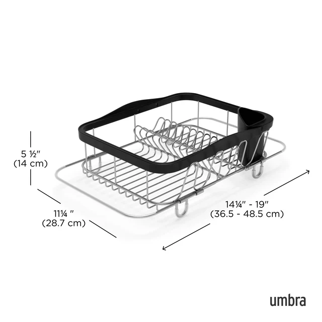 Umbra Sinkin Multi Use Dish Rack – Black/Nickel - Image 2