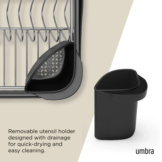 Umbra Sinkin Multi Use Dish Rack – Black/Nickel - Image 3