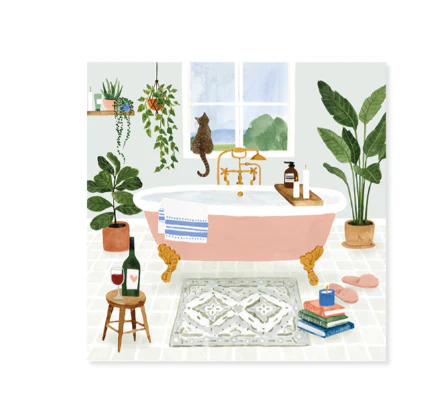 Up With Paper 3D Pop-Up Trinket Greeting Card – 3"x 3" – Bathtub - Image 2