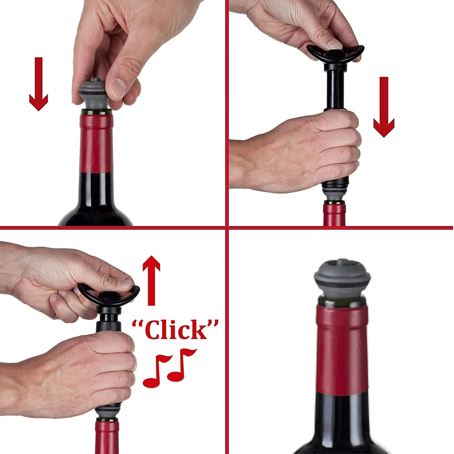 Vacu Vin Wine Saver Vacuum Stoppers – Set of 2 – Grey - Image 4