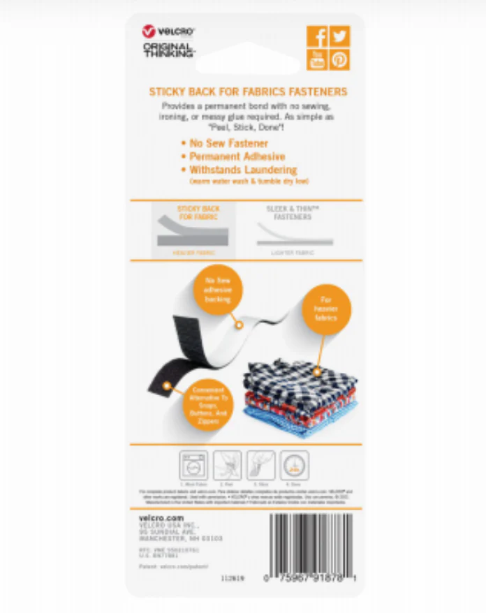 VELCRO® Sticky Back Tape – White –  .75 x 24" - Image 2