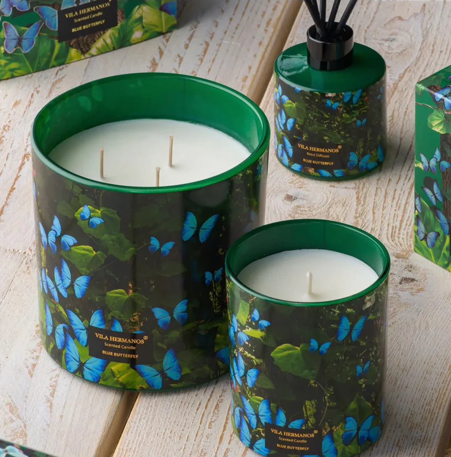 Vila Hermanos Jungletopia Blue Butterfly – Scented Candle – 7oz. - Image 3