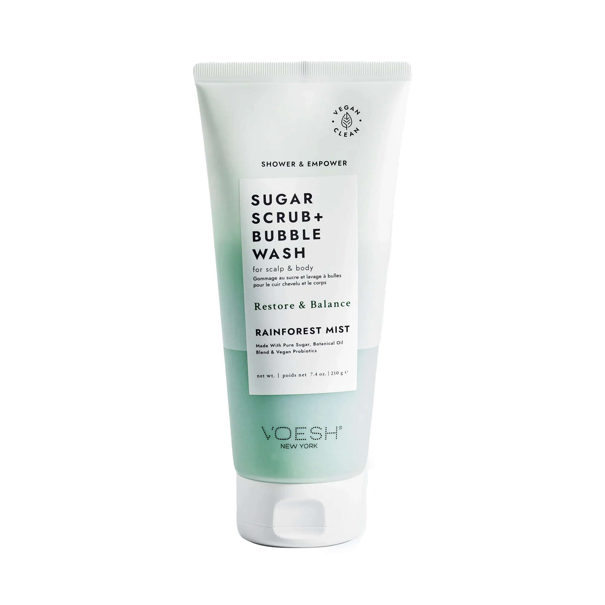 Voesh Sugar Scrub & Bubble Wash – 7.4 oz – Rainforest Mist - Image 2