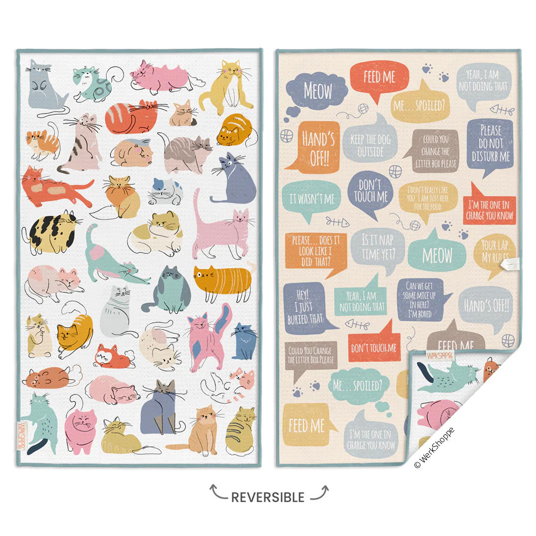 Werkshoppe Microfiber Double Sided Kitchen Towel – If Cats Could Talk - Image 2
