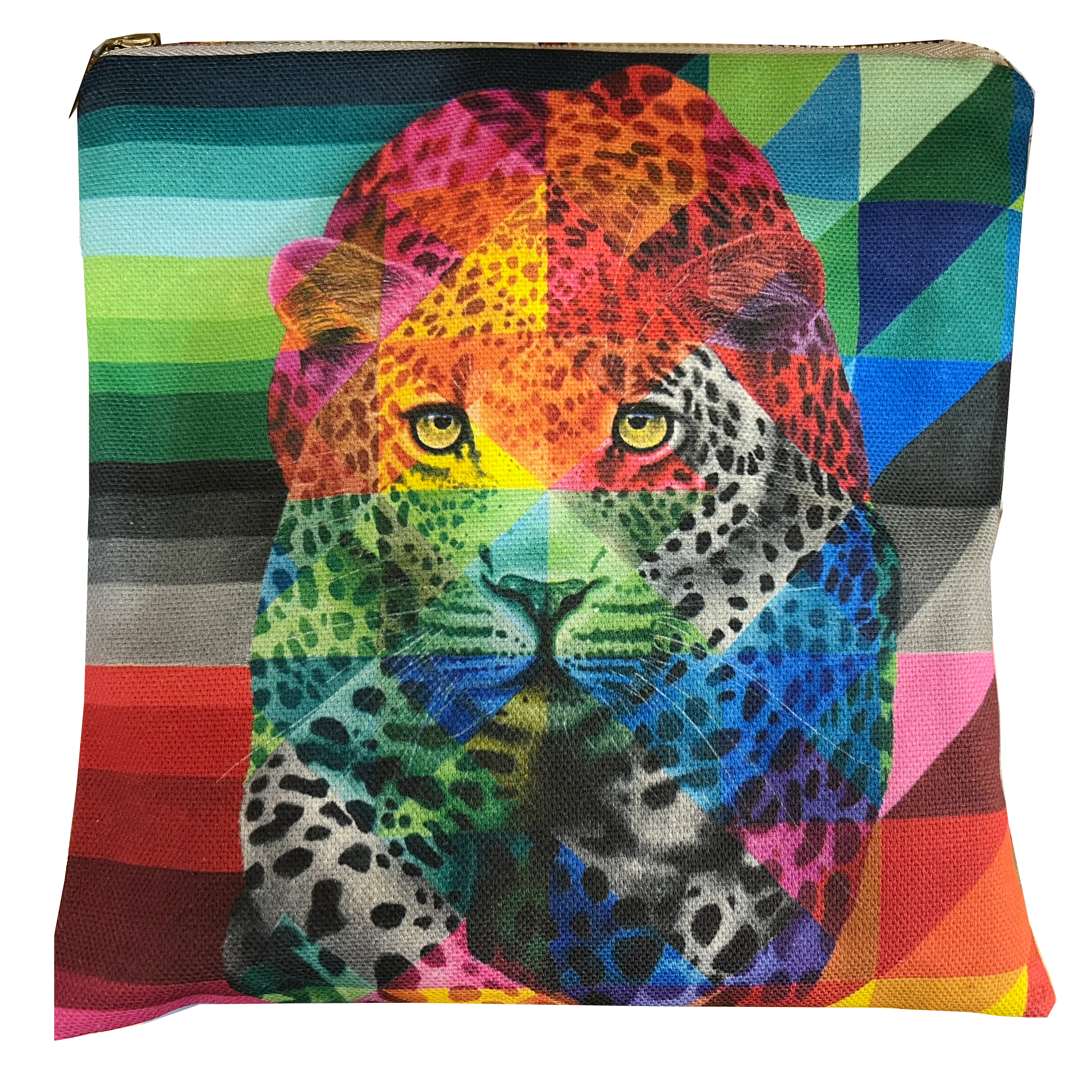 Wildlife in Colour Hand-Made Small Zip Bag – Leopard – 8" X 6"