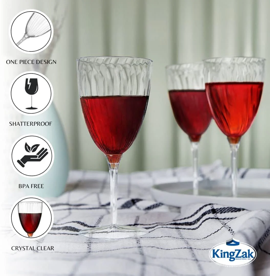 Wine Goblet Plastic Disposable Glasses – 8 oz – 8 Count - Image 5