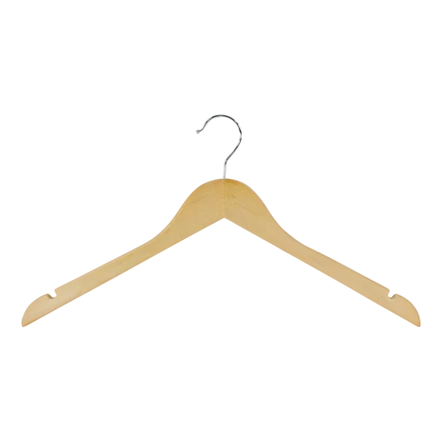 Wood Dress & Shirt Hanger – Natural Finish - Set of 5 - Image 2