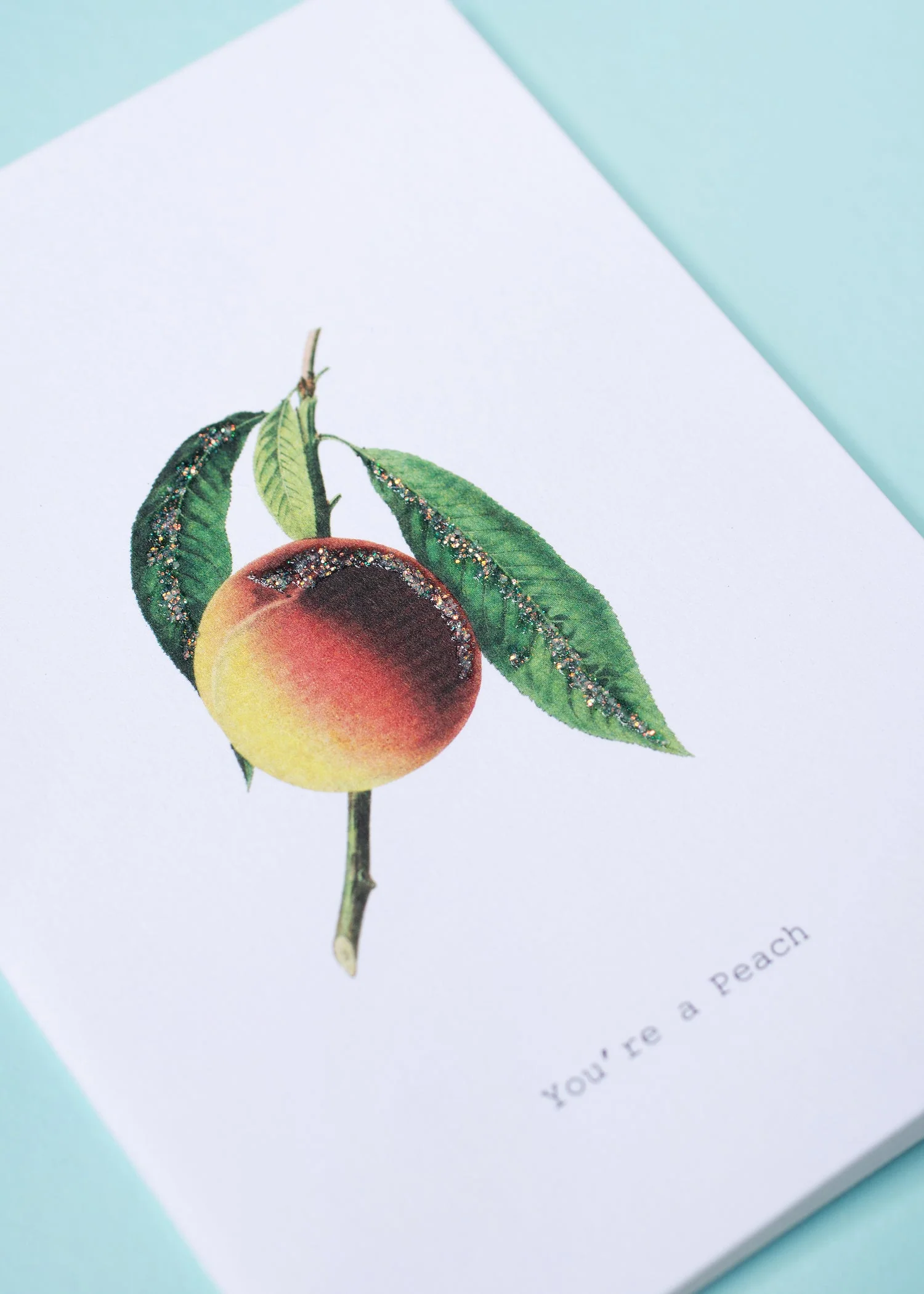 You're A Peach Glitter Greeting Card – 3.5" x 5" - Image 2