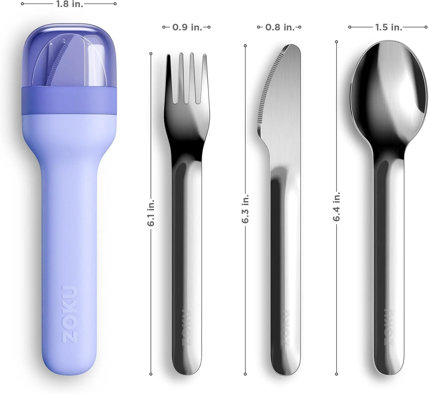Zoku Pocket Stainless Steel 3pc. Utensil Set – Blue - Image 2
